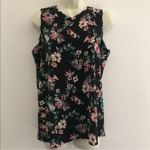 Pleione tunic top sleeveless floral scallop neck